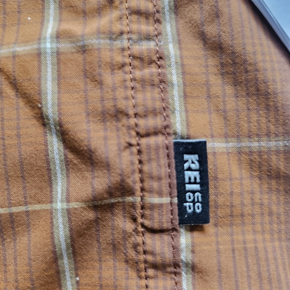 REI Co-Op Men's Shirt Large Button Down Long Sleeve Outdoors Casual, Rust Plaid - Picture 3 of 8